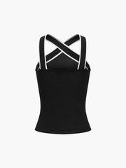 Vibemartini Contrast Trim Strap Knit Top