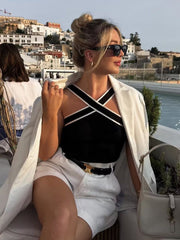 Vibemartini Contrast Trim Strap Knit Top