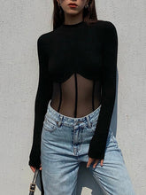 Vibemartini Sheer Mesh Combination Long Sleeve Top