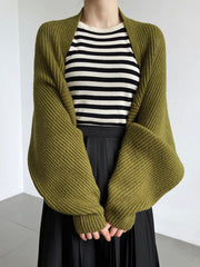Vibemartini Solid Open-Front Shrug Sweater