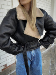 Vibemartini Too Blessed Sherpa Lined Shearling Leather Flight Jacket