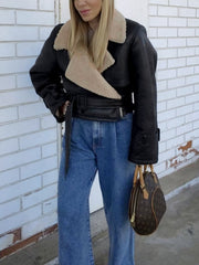Vibemartini Too Blessed Sherpa Lined Shearling Leather Flight Jacket