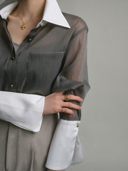 Vibemartini Semi-Sheer Leisure See Through Shirt With Cami Top