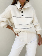 Vibemartini Open Collar Button Up Sweater
