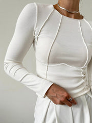 Vibemartini Basic Piping Long Sleeve Top