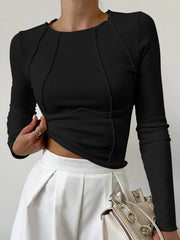 Vibemartini Basic Piping Long Sleeve Top