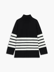 Vibemartini Miss Paris Mock Neck Stripe Sweater