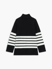 Vibemartini Miss Paris Mock Neck Stripe Sweater