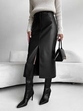 Vibemartini Faux Leather Slit Midi Skirt
