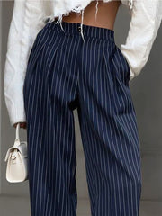 Vibemartini Pinstripe Pleated Wide-Leg Pants