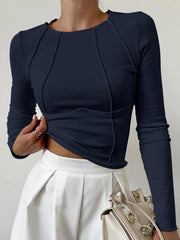 Vibemartini Basic Piping Long Sleeve Top