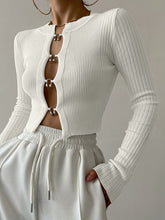 Vibemartini Cutout Split Beads Detail Ribbed Knit Top