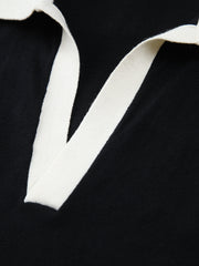 Vibemartini Contrast Trim Collar V-neck Knit Sweater Vest