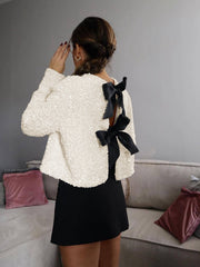 Vibemartini Sequined Velvet Bowknot Decor Jacket