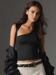 Vibemartini Asymmetric Neck Cut Out Tank Top
