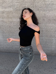Vibemartini Asymmetrical Neck One Shoulder Off Top