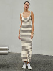 Vibemartini Old Money Aesthetics Stripe Long Knit Dress