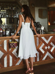Vibemartini Ruffle Hem Cami Plain Midi Dress