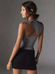 Vibemartini Asymmetric Neck Cut Out Tank Top