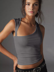 Vibemartini Asymmetric Neck Cut Out Tank Top