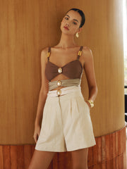 Vibemartini Maillard Metal Detail One Piece Swimsuit