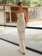 Vibemartini Hollow Out Off-Shoulder Maxi Dress With A Shawl