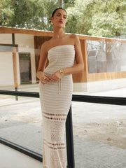Vibemartini Hollow Out Off-Shoulder Maxi Dress With A Shawl
