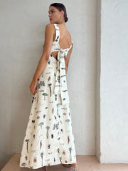 Vibemartini Tropical Print Knotted Long Dress