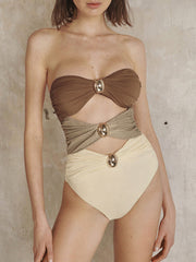 Vibemartini Maillard Metal Detail One Piece Swimsuit