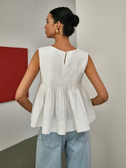 Vibemartini Pleated Peplum Sleeveless Blouse