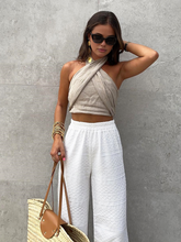 Vibemartini Cotton & Line Crisscross Halter Tank Top