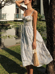 Vibemartini Sapphire Garden Floral Cami Midi Dress