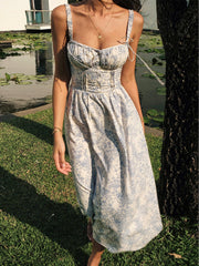Vibemartini Sapphire Garden Floral Cami Midi Dress