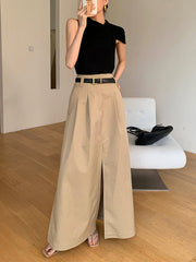 Vibemartini Oversized Cotton Split Maxi Skirt Without Belt