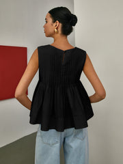 Vibemartini Pleated Peplum Sleeveless Blouse