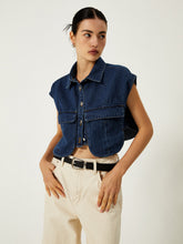 Vibemartini Denim Pockets Turn Down Collar Vest