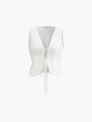 Vibemartini Cotton & Linen Tie-Detail Vest