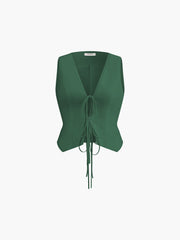 Vibemartini Cotton & Linen Tie-Detail Vest