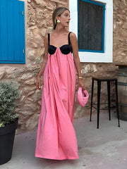 Vibemartini Bra-Splicing Halter Strap Long Dress
