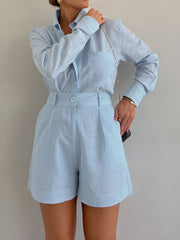Vibemartini Long Sleeve Loose Shorts Set