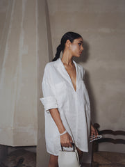 Vibemartini Linen Pockets Semi-Sheer Long Sleeve Dress