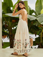 Vibemartini Backless Pleated Floral Dress