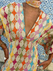 Vibemartini Jacquard Print V-Neck Dress