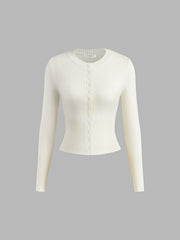 Vibemartini Crew Neck Long Sleeve Cardigan