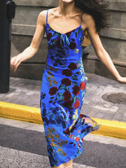 Vibemartini Velvet Floral Appliqu茅 Cami Dress