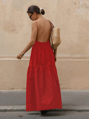 Vibemartini Solid Backless Long Dress