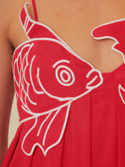 Vibemartini Embroidered Fish Semi-Sheer Cami Dress