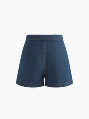 Vibemartini Denim Peplum Vest With Shorts Set
