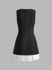 Vibemartini Two-Tone Sleeveless Pleated Short Dress