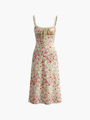 Vibemartini Floral Print Trim Cami Midi Dress